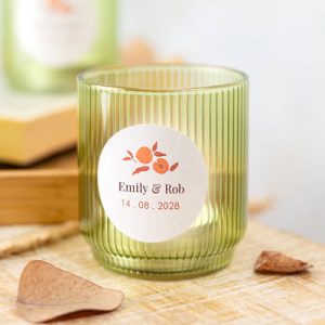 Waxinelichthouder groen met ronde sticker - set van 6