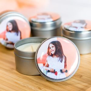 Waxinelichtje in blik met fotomagneet - Set van 12